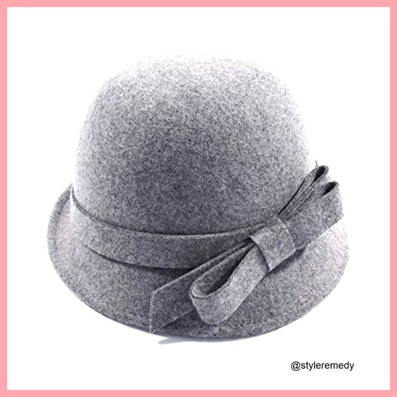 Wool Felt Fedora Hat with Bow Adjustable Drawstring Vintage Style main image 4